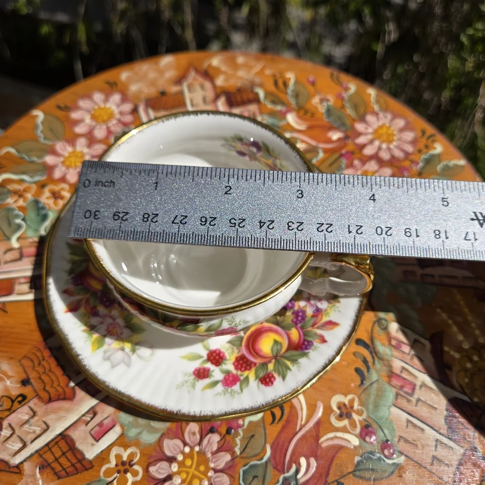 Vintage Elizabethan Teacup‎ & Saucer Tea Set Fruit Peach Berries Floral England
